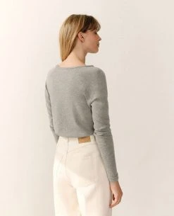 American Vintage Sonoma Heather Grey L/S T-Shirt -Fashion Clothing American Vintage Sonoma Heather Grey Back on Model Biscuit Clothing