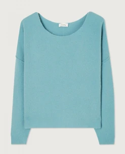 American Vintage Damsville Drizzle Blue Knit -Fashion Clothing AmericanVintageDamsvilleDrizzle