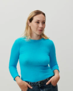 American Vintage Xinow Splash Blue Round Neck Knit