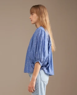 Bellerose Ink Blue Spot Blouse -Fashion Clothing BelleroseInkBlueBlouse 3