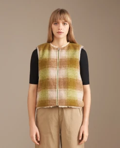 Bellerose Less Check Brown Reversible Gilet -Fashion Clothing BelleroseLessCheckVest 2