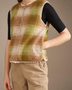 Bellerose Less Check Brown Reversible Gilet -Fashion Clothing BelleroseLessCheckVest 5