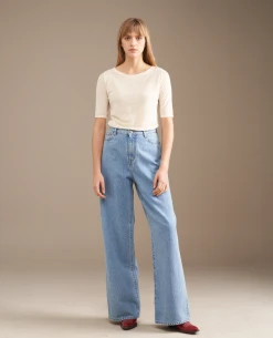 Bellerose Parthe Blue Bleach Wide Leg Jeans -Fashion Clothing BellerosePartheLightBlueBleachJean