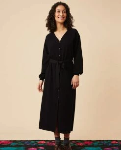 Des Petits Hauts Amily Black Dress -Fashion Clothing Des Petits Hauts Amily Dress Black Front Biscuit Clothing