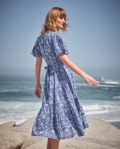 Dilli Grey Florentina V-Neck Patta Blue Dress -Fashion Clothing DilliGreyFlorentinaBlueLapis 3