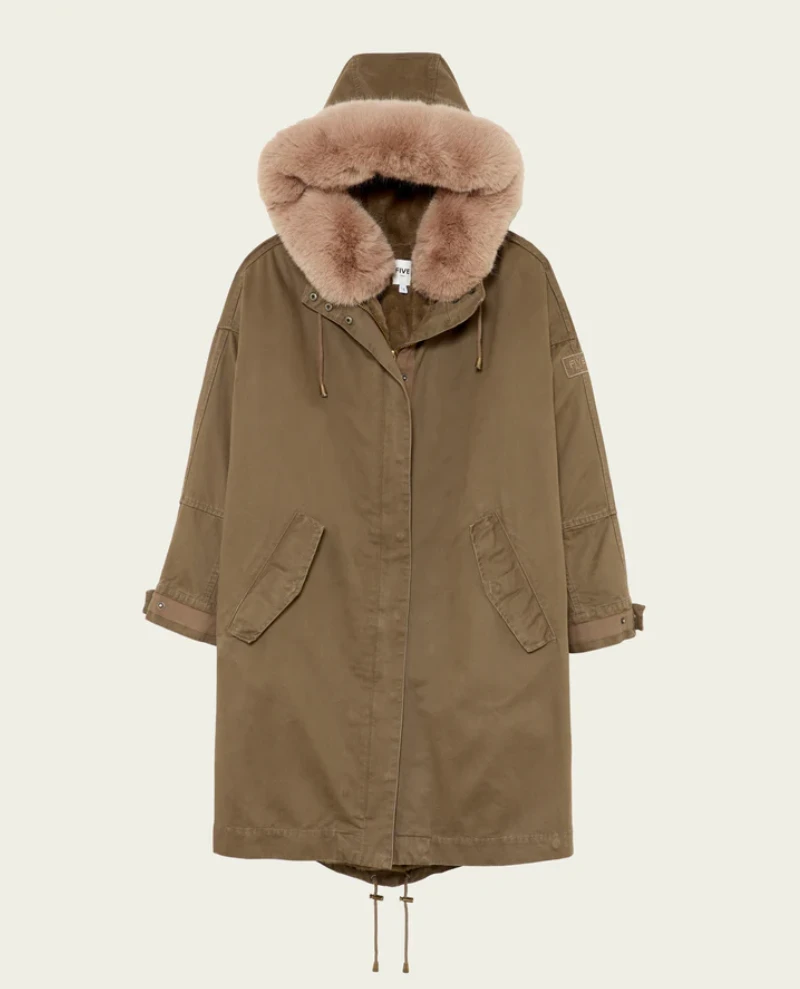 Five Alvia Khaki Parka Jacket 3 Five Alvia Khaki Parka Jacket