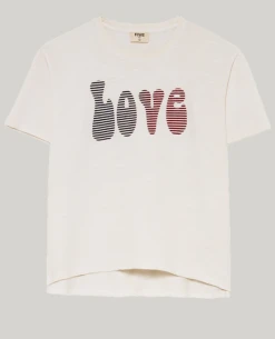 Five Ecru Love T-Shirt -Fashion Clothing FiveJeansBeLoveLineEcruT Shirt 2