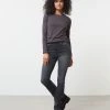 Yaya Grey Flare Denim Jean -Fashion Clothing Flare Grey Denim Jean on Model Front Biscuit Clothing