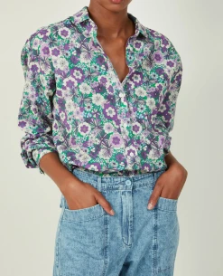 Hartford Charlot Violet & Green Woven Shirt