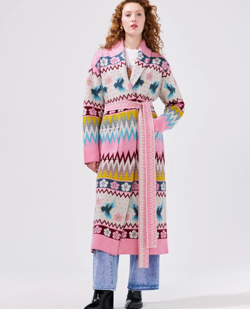 Hayley Menzies Charming Birds Shawl Long Cardigan 3 Hayley Menzies Charming Birds Shawl Long Cardigan