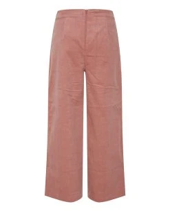 Ichi Cordy Rose Wide Leg Trouser -Fashion Clothing Ichi Ash Rose Cordy Trouser Back Biscuit Clothing