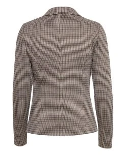 Ichi Kate Cameleon Nomad Blazer -Fashion Clothing Ichi Kate Chameleon Check Blazer Back Biscuit Clothing