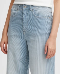 Ichi Cilk Washed Blue Stripe Trouser -Fashion Clothing IchiCilkWashedBlueStripeTrouser2