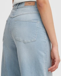 Ichi Cilk Washed Blue Stripe Trouser -Fashion Clothing IchiCilkWashedBlueStripeTrouser3