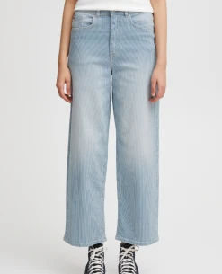 Ichi Cilk Washed Blue Stripe Trouser -Fashion Clothing IchiCilkWashedBlueStripeTrouser4