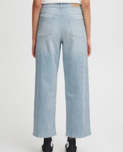 Ichi Cilk Washed Blue Stripe Trouser -Fashion Clothing IchiCilkWashedBlueStripeTrouser5