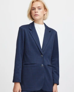 Ichi Kate Navy Oversized Blazer