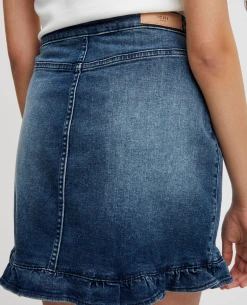 Ichi Twiggy Washed Blue Skirt -Fashion Clothing IchiTwiggyWashedBlueSkirt5