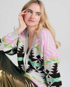 Jumper1234 Aztec Grey Cardigan -Fashion Clothing Jumper1234 Aztec Cardigan Biscuit Clothing