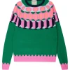 Jumper1234 Chain Green Peony Crew Knit -Fashion Clothing Jumper1234ChainCrewNeckJumper