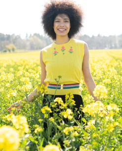 Jumper1234 Flower Bright Yellow Cashmere Tank