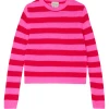 Jumper1234 Stripe Hot Pink Cherry Knit -Fashion Clothing Jumper1234StripeHotPinkCrewKnit