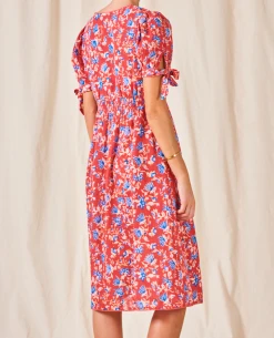 Mabe Ria Print Red Midi Dress -Fashion Clothing MABERIASSDRESS 4