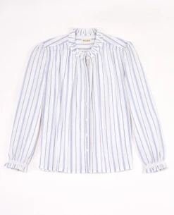 Mabe Chrissie White/Blue Stripe Top -Fashion Clothing MabeChrissieWhite BlueStripeTop1