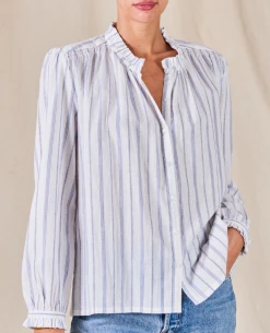 Mabe Chrissie White/Blue Stripe Top