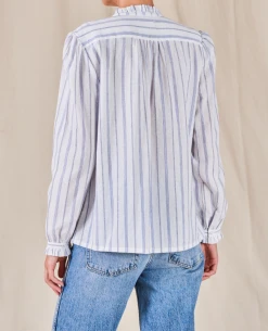 Mabe Chrissie White/Blue Stripe Top -Fashion Clothing MabeChrissieWhite BlueStripeTop5