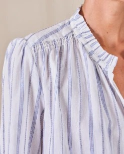 Mabe Chrissie White/Blue Stripe Top -Fashion Clothing MabeChrissieWhite BlueStripeTop6