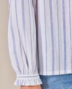 Mabe Chrissie White/Blue Stripe Top -Fashion Clothing MabeChrissieWhite BlueStripeTop7