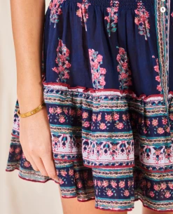 Mabe Flori Print Indigo Mini Skirt -Fashion Clothing MabeFloriPrintIndigoMiniSkirt3