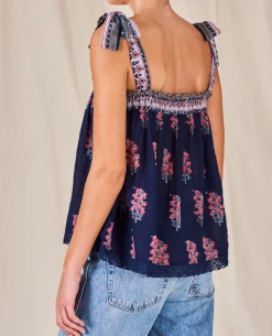 Mabe Flori Print Indigo Top -Fashion Clothing MabeFloriPrintIndigoTop3