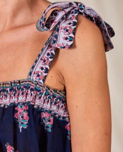 Mabe Flori Print Indigo Top -Fashion Clothing MabeFloriPrintIndigoTop4