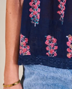 Mabe Flori Print Indigo Top -Fashion Clothing MabeFloriPrintIndigoTop5