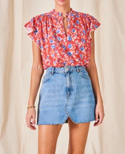 Mabe Ria Print Red Top -Fashion Clothing MabeRiaPrintRedTop1