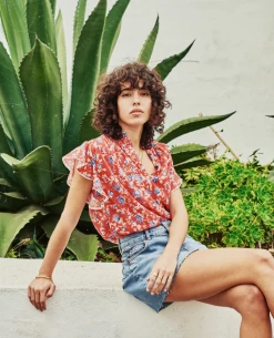 Mabe Ria Print Red Top