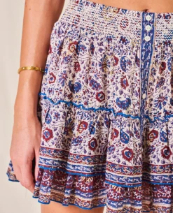 Mabe Rosa Print Multicolor Mini Skirt -Fashion Clothing MabeRosaPrintMulticolorMiniSkirt1