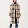 Part Two Rima Neutral Check Coat -Fashion Clothing Part Two Rima on Model Biscuit Clothing