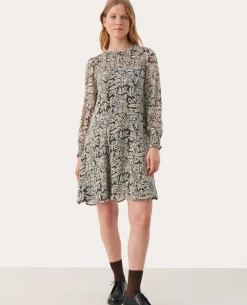 Part Two Rinette Black Dress -Fashion Clothing PartTwoRinetteBlackLeafPrintDress