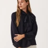 Part Two Villa Navy Bow Blouse -Fashion Clothing PartTwoViliaDarkNavyBlouse