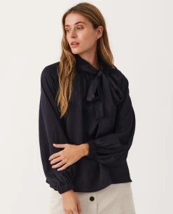Part Two Villa Navy Bow Blouse