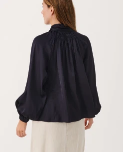 Part Two Villa Navy Bow Blouse -Fashion Clothing PartTwoViliaDarkNavyBlouse 2