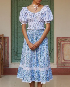 Pink City Prints Cienna Sky Florentine Skirt