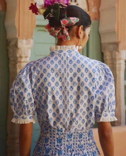 Pink City Prints Vera Sky Buta Blouse -Fashion Clothing PinkCityPrintsSkyButaVeraBlouse 3