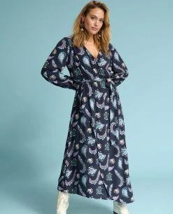 Pom Amsterdam Tides Deep Black Dress -Fashion Clothing Pom Amsterdam Tides Deep Dress on Model Biscuit Clothing