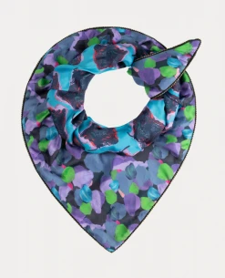 Pom Amsterdam Double Flower Pop Blue Scarf -Fashion Clothing PomAmsterdamDoubleFlowerPopBlueScarf 4