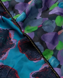 Pom Amsterdam Double Flower Pop Blue Scarf -Fashion Clothing PomAmsterdamDoubleFlowerPopBlueScarf 5