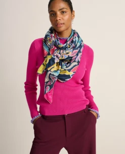 Pom Amsterdam Double Full Glow Blue Scarf 9 Pom Amsterdam Double Full Glow Blue Scarf -Fashion Clothing PomAmsterdamDoubleFullGlowDeepBlueScarfScarf